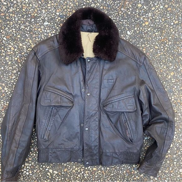 Vintage leather bomber flight jacket XL - Picture 1 of 7